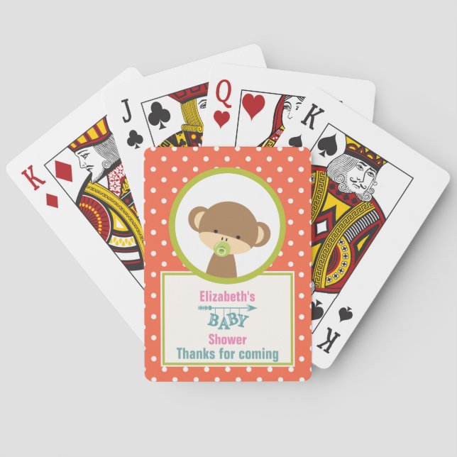 Jeu De Cartes Petit singe Brown avec Baby shower Pacifique (dos)