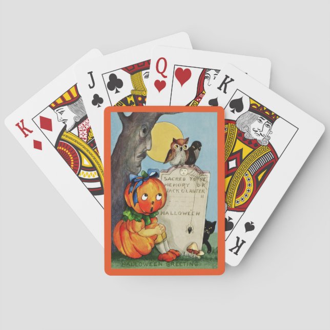 Jeu De Cartes Petite fille et amis Citrouilles (dos)