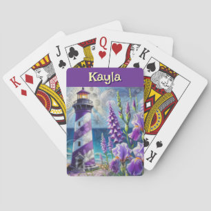 Jeu De Cartes Phare violet avec Foxglove & Iris Personnalisé