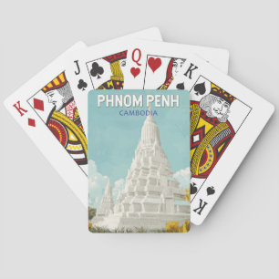 Jeu De Cartes Phnom Penh Cambodge Illustration Voyage Art Retro