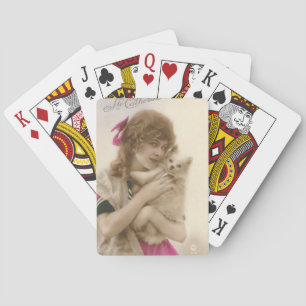 Jeu De Cartes Photo ancienne femme victorienne et chien