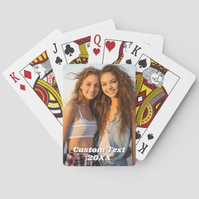 Jeu De Cartes Photo complète - Texte vertical personnalisé (dos)