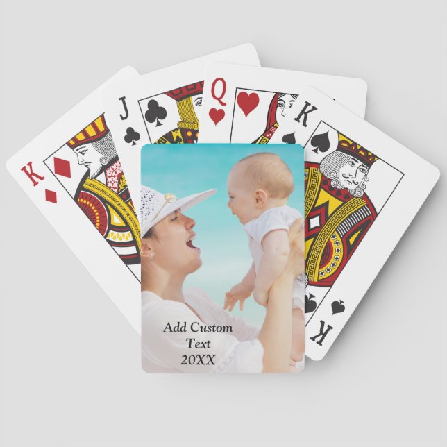 Jeu De Cartes Photo complète - Texte vertical personnalisé (dos)
