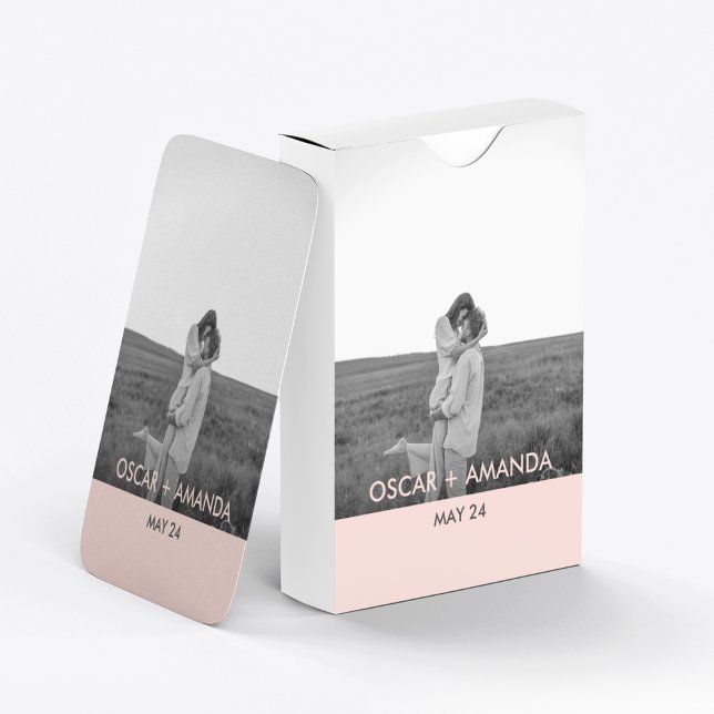 Jeu De Cartes Photo Couple moderne Pink & Grey Nom personnalisé (Créateur téléchargé)