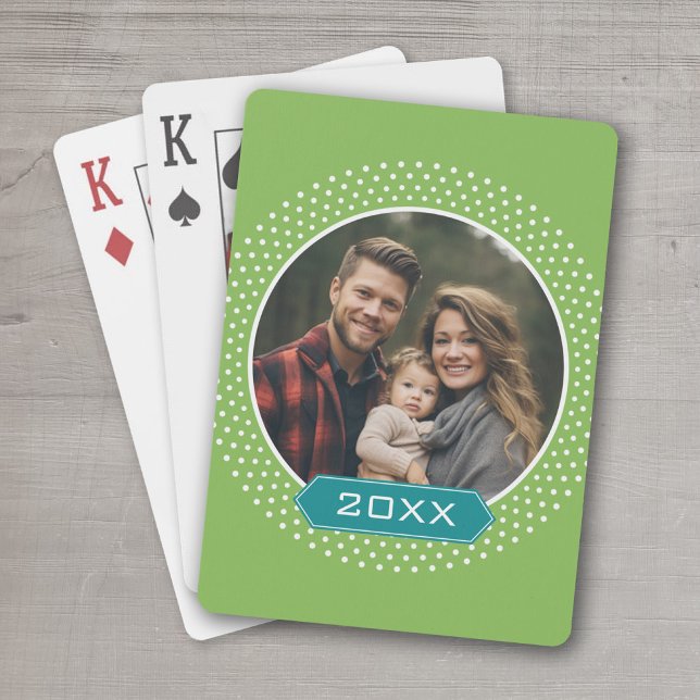 Jeu De Cartes Photo de l'année personnalisée - Cadre de point de (Add a photo and the year to this set of personalized playing cards.)