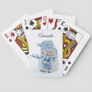 Jeu De Cartes Photo d'un mignon bonhomme de neige en hiver - Noë