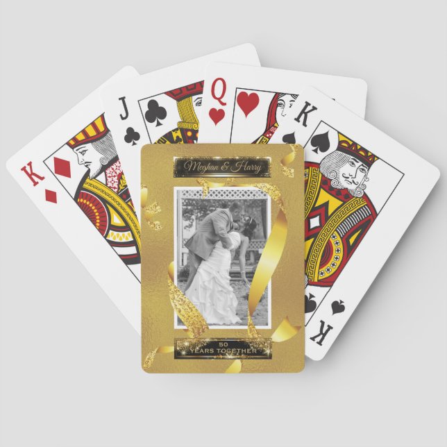 Jeu De Cartes Photo Mariage personnalisée 50e anniversaire d'or (dos)