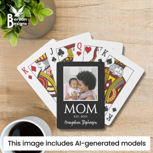 Jeu De Cartes Photo personnalisé noir blanc Nouvelle maman établ