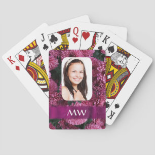 Jeu De Cartes Photo personnalisée à fleurs roses