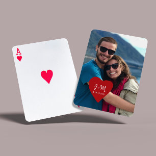 Jeu De Cartes Photo personnalisée amour initiales coeur moderne
