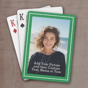 Jeu De Cartes Photo personnalisée et texte avec bordure verte