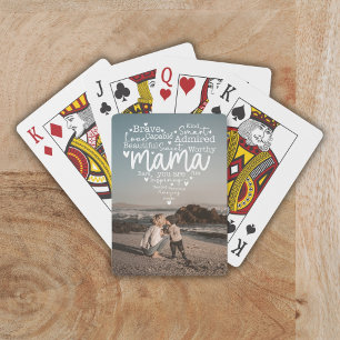 Jeu De Cartes Photo personnalisée Mama Vous Êtes Script Coeur Ov