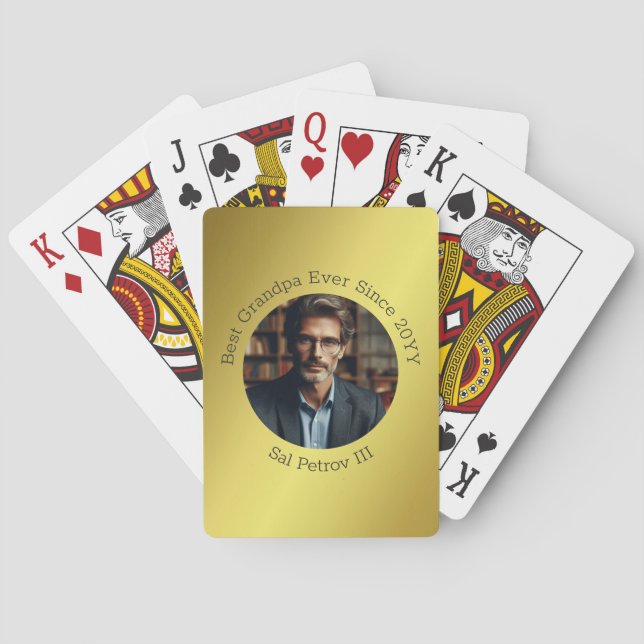 Jeu De Cartes Photo personnalisée Meilleur Grand-Père Ever Gold (dos)