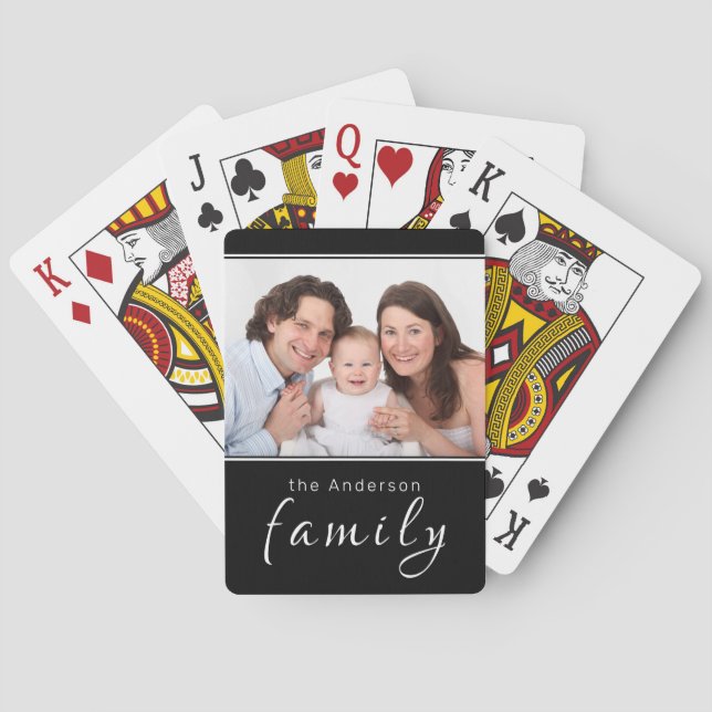 Jeu De Cartes Photo personnalisée Nom personnalisé Black Playing (dos)