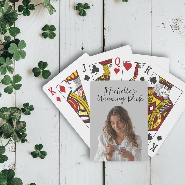 Jeu De Cartes Photo personnalisée Nom personnalisé Monogramme (Créateur téléchargé)