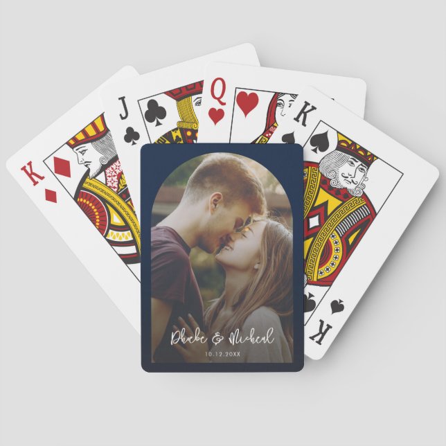 Jeu De Cartes Photo simple Arc bleu marine (dos)