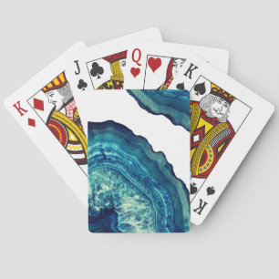 Jeu De Cartes Pierre assez bleue et turquoise de Geode d'agate