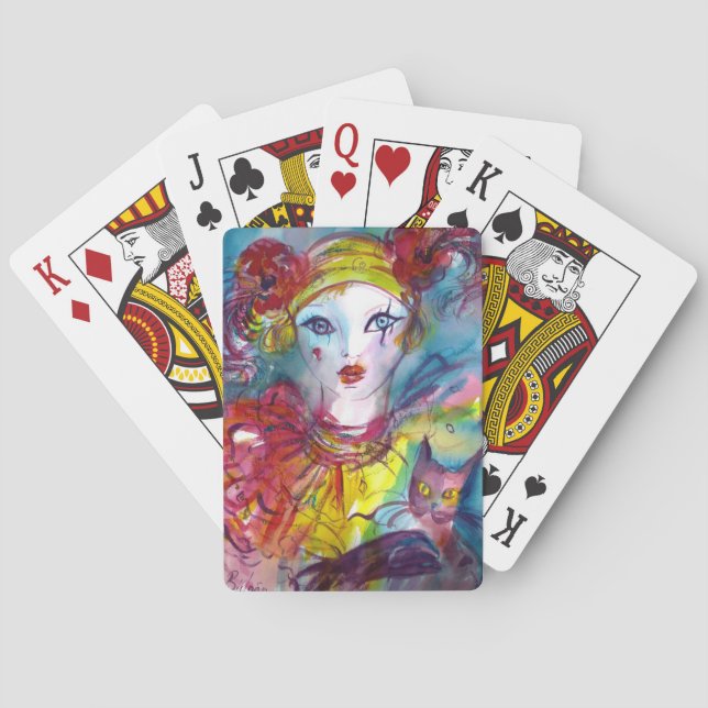 Jeu De Cartes PIERROT AVEC CHAT / Mascarade vénitienne Mascarade (dos)