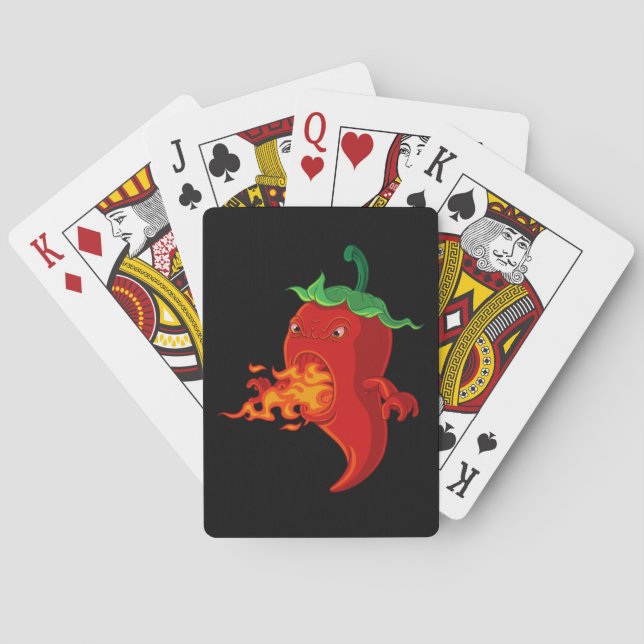 Jeu De Cartes piment rouge chaud avec flamme (dos)