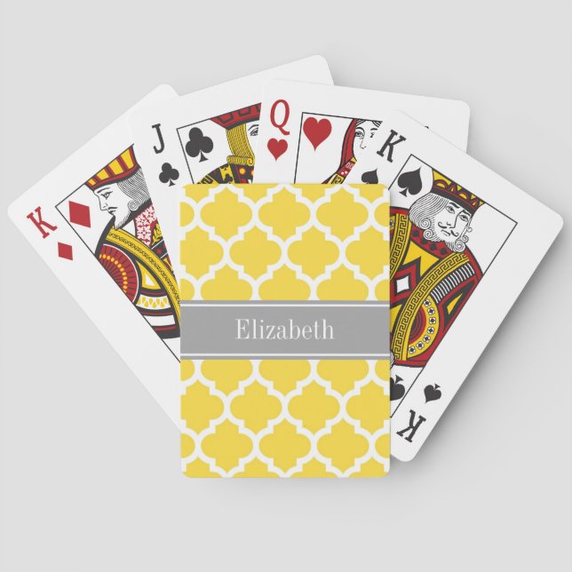 Jeu De Cartes Pineapple Wht Moroccan #5 Dk Gray Name Monogram (dos)