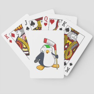 Jeu De Cartes Pingouin au hockey sur glace avec bâton de hockey 