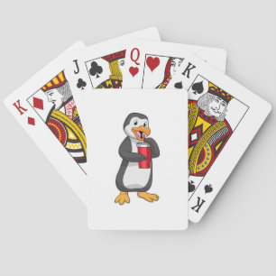 Jeu De Cartes Pingouin avec tasse à boire avec paille