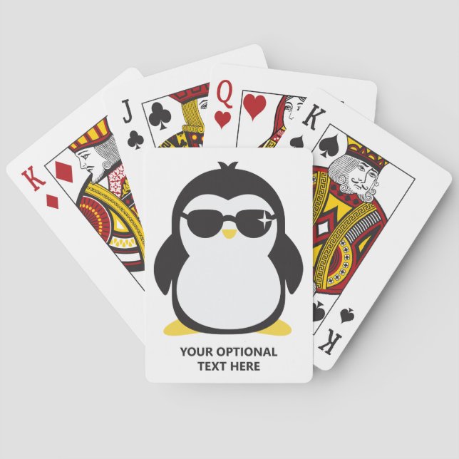 Jeu De Cartes Pingouin cool texte personnalisé (dos)