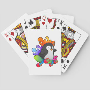Jeu De Cartes Pingouin en patinage avec skateboard