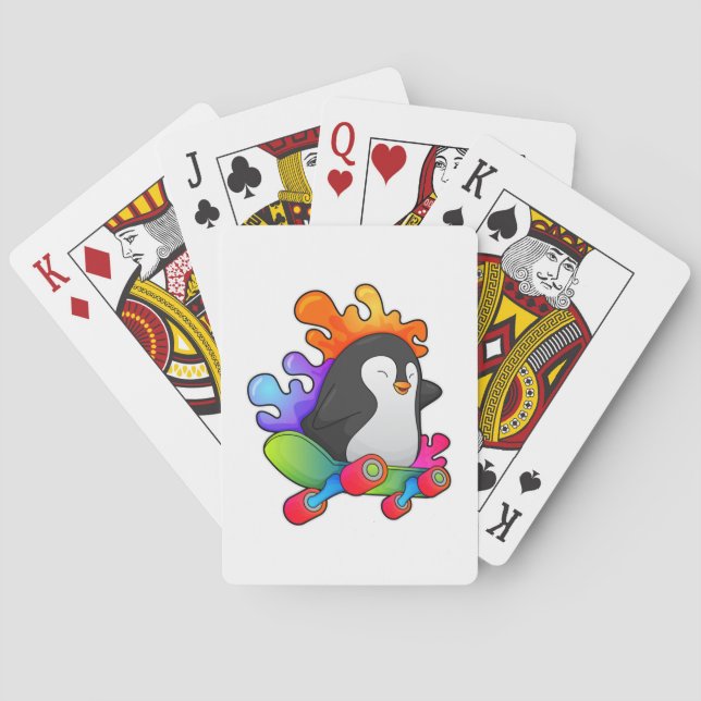 Jeu De Cartes Pingouin en patinage avec skateboard (dos)