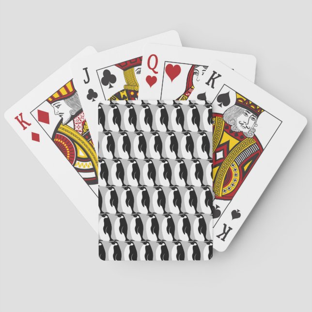 Jeu De Cartes Pingouin Motif gris noir blanc (dos)