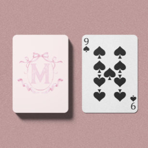 Jeu De Cartes Pink Coquette Bow Monogramme Cartes de jeu personn