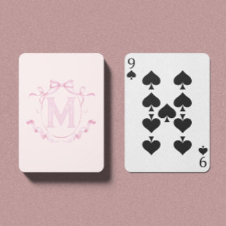 Jeu De Cartes Pink Coquette Bow Monogramme Cartes de jeu personn