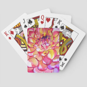 Jeu De Cartes Pink Dahlia fleurs aquarelle art