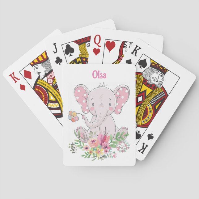 Jeu De Cartes Pink Elephant Floral Jouer Deck Carte (dos)
