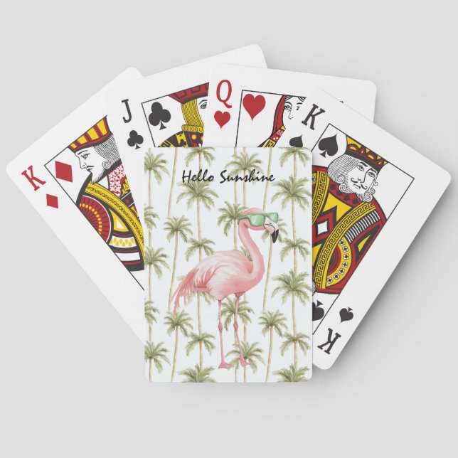 Jeu De Cartes Pink Flamingo Palm Trees (dos)