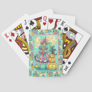 JEU DE CARTES PINK PARTY WITCH EST HALLOWEEN MAGIQUE, CHAT NOIR