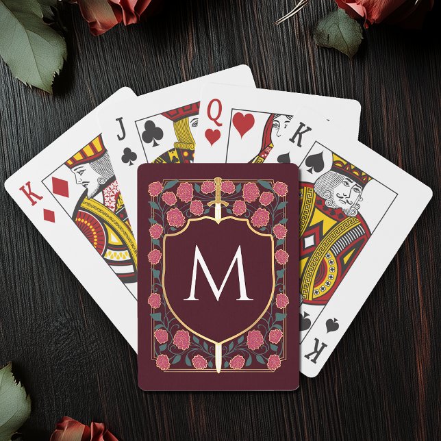 Jeu De Cartes Pink Royal Médiévale épée & Bouclier Monogramme (Créateur téléchargé)