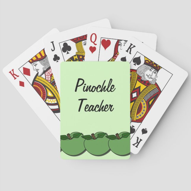 Jeu De Cartes Pinochle Enseignant Green Apples Bicycle Card Deck (dos)