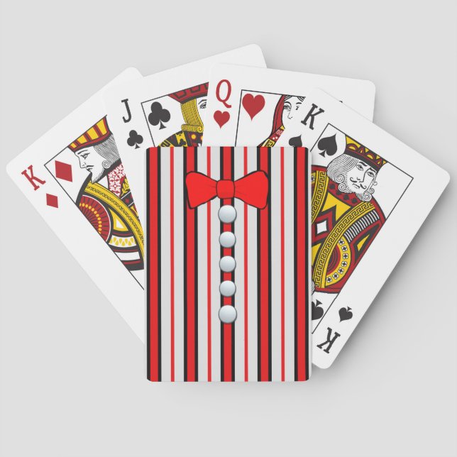 Jeu De Cartes Pinstripes Et Cravate Red Bow (dos)