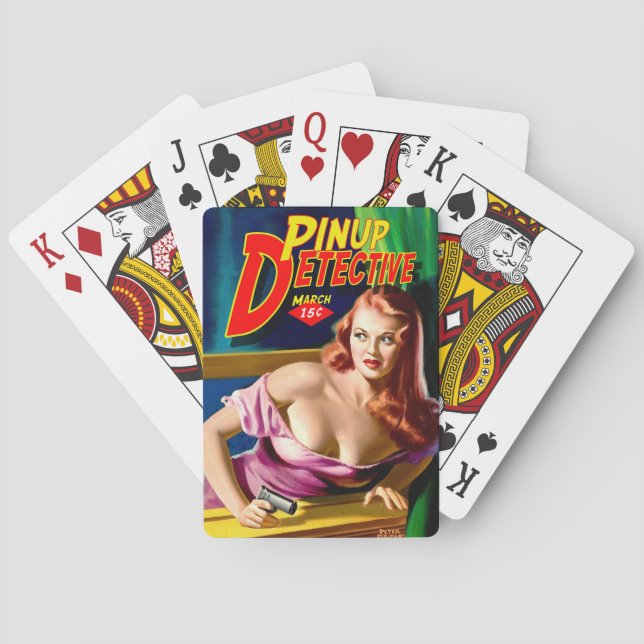 Jeu De Cartes Pinup Inspecteur Pulp Noir Lecture Cartes (dos)