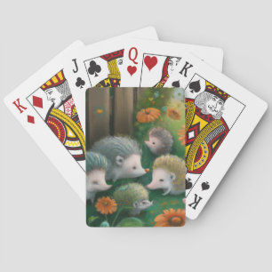 Jeu De Cartes Pique-nique de famille de hérisson dans le jardin