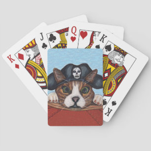 Jeu De Cartes Pirate Cute Surpris Chat Brown rayé