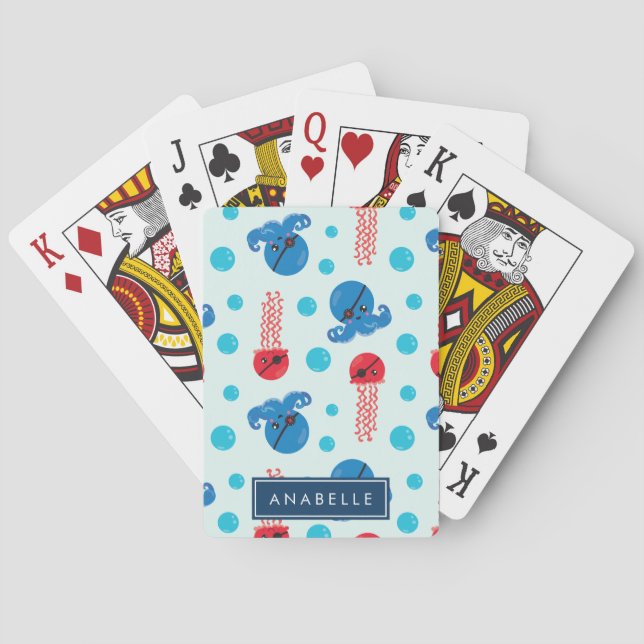 Jeu De Cartes Pirate Octopus, Pirate Jellfish, Mer, Votre Nom (dos)