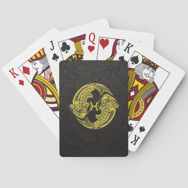 Jeu De Cartes Pisces Gold en cuir (dos)