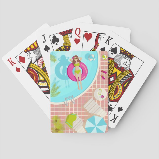 Jeu De Cartes Piscine fille en bikini plage d'été (dos)