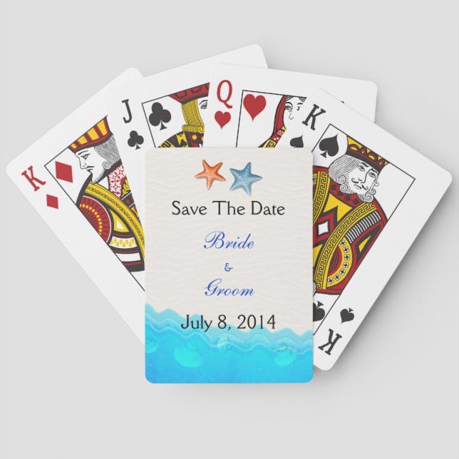 Jeu De Cartes Plage Avec Starfish Économisez La Date (dos)