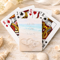 Plage de mariage coeurs sable monogrammé