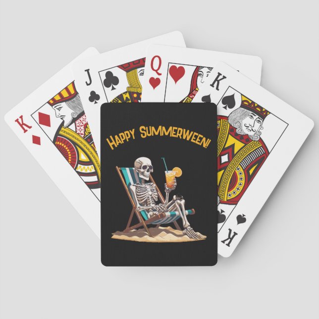 Jeu De Cartes Plage Lounge Squelette Halloween (dos)