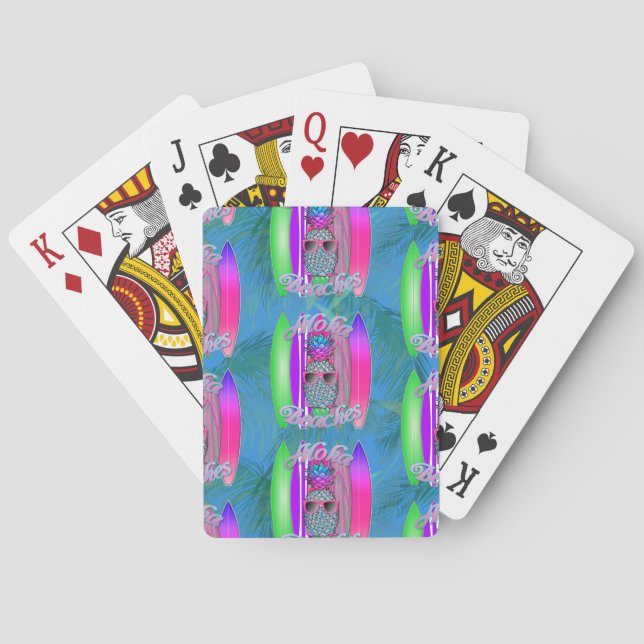 Jeu De Cartes Plages d'Aloha Surf d'été Ananas (dos)