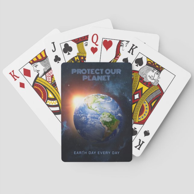 Jeu De Cartes Planète de texte personnalisé Terre (dos)